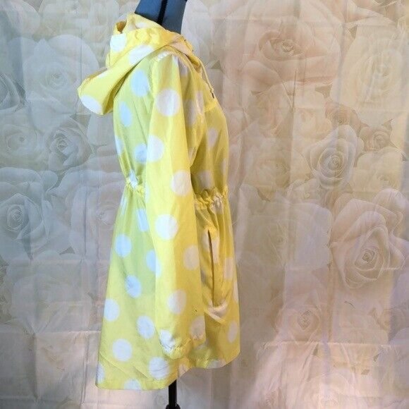 Parka in a Pocket Jacket Yellow with White Polka Dot Medium Lightweight Small - Picture 3 of 7